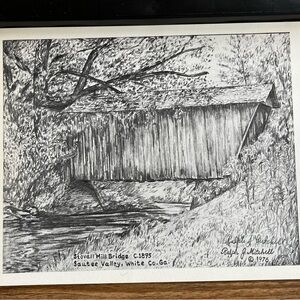 Ralph J. Mitchell Covered Stovall Mill Bridge Print c. 1976. 8x10